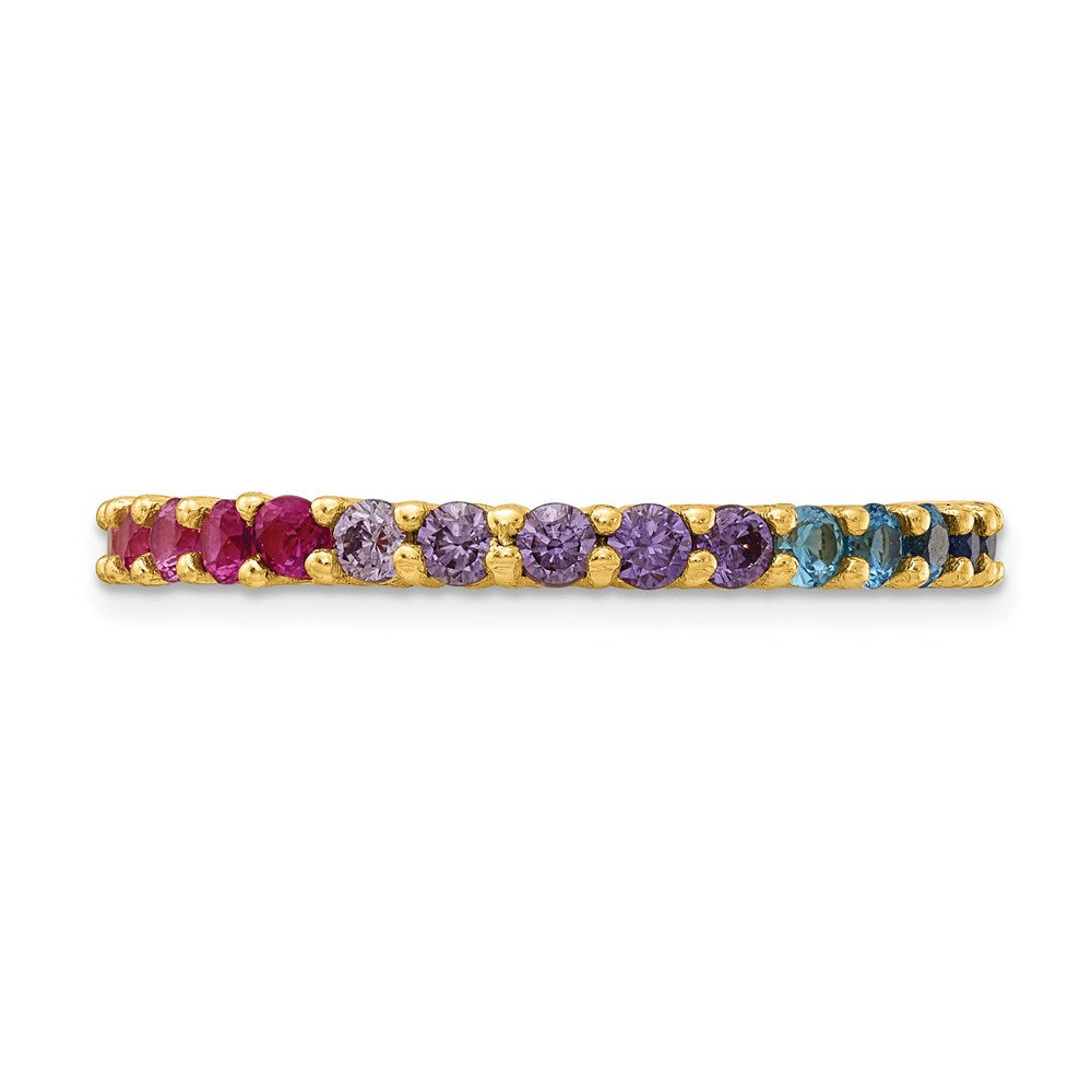 Exclusive Prizma Colorful CZ Eternity Band Ring | 14K Gold-tone, Stylish Design