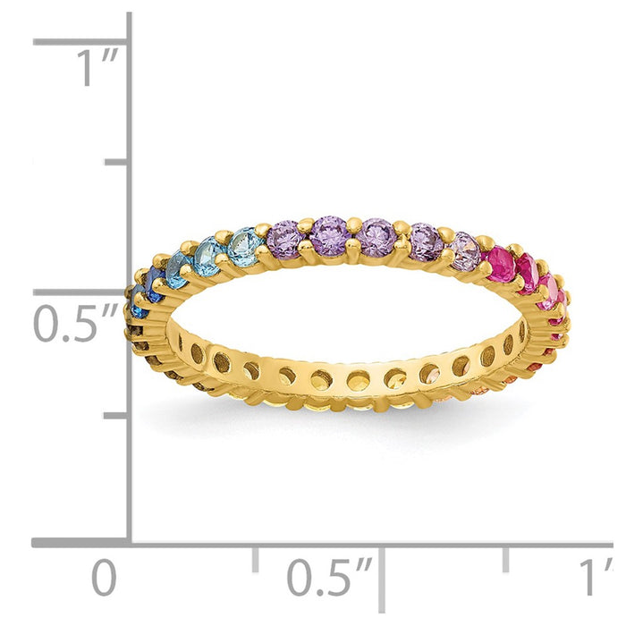 Exclusive Prizma Colorful CZ Eternity Band Ring | 14K Gold-tone, Stylish Design-5