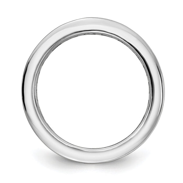 Rhodium-Plated Sterling Silver Eternity Band Ring with CZ, 7mm