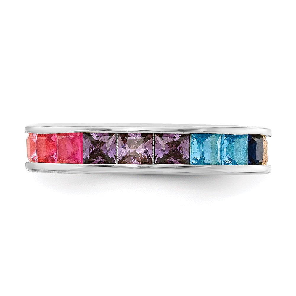 Buy Stylish Rhodium-Plated Sterling Silver Eternity Band Ring with CZ, 7mm