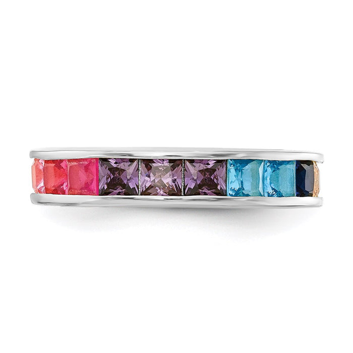 Exclusive Prizma Rhodium-Plated Sterling Silver Eternity Band Ring | Stylish CZ Stones-3
