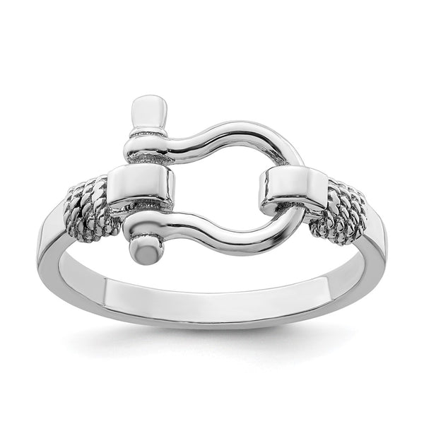 De-Ani Polished Sterling Silver Ring - Rhodium-Plated, Size 10