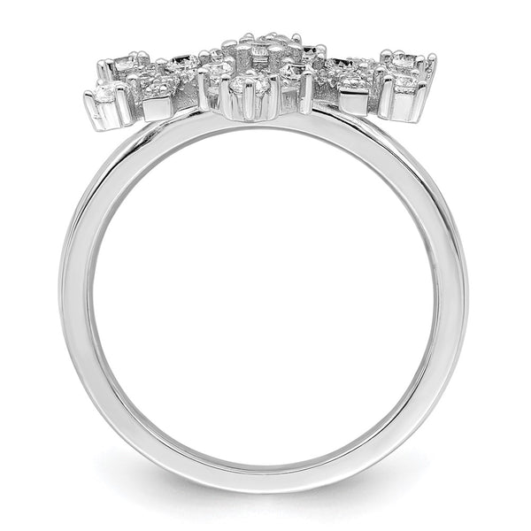 Rhodium-Plated Sterling Silver CZ Snowflake Ring