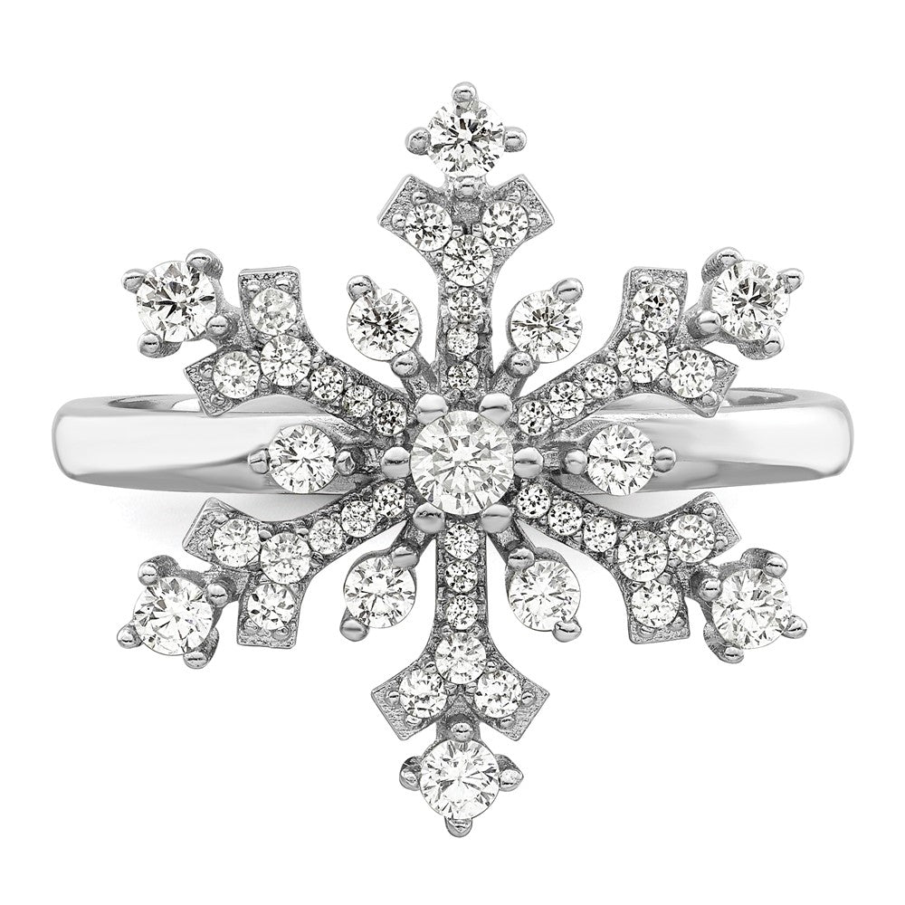 Buy Stylish Rhodium-Plated Sterling Silver CZ Snowflake Ring | Affordable Luxury