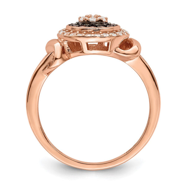 Sterling Silver Rose Gold-tone CZ Ring - 14K Rhodium-plated, 6g
