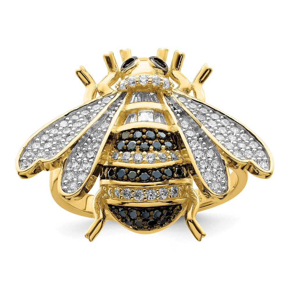 Buy Exclusive Sterling Silver CZ Bumblebee Ring - 14K Gold Tone, Stylish Design