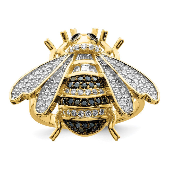 Buy Exclusive Sterling Silver CZ Bumblebee Ring - 14K Gold Tone, Stylish Design-1