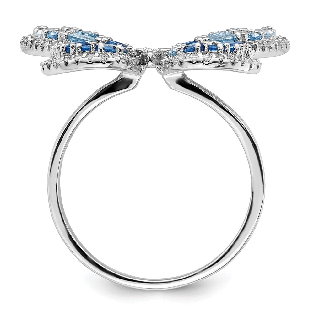 Exclusive Rhodium-Plated Sterling Silver Butterfly Ring | Stylish CZ Accents