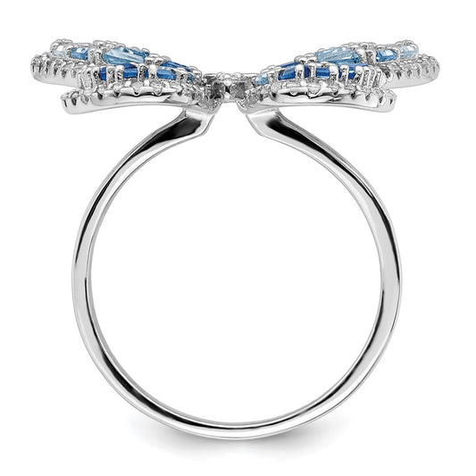 Exclusive Rhodium-Plated Sterling Silver Butterfly Ring | Stylish CZ Accents