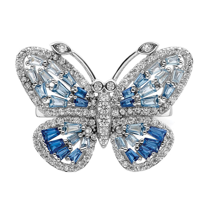 Buy Exclusive Polished Sterling Silver Butterfly Ring | Affordable Rhodium Finish & CZ Accents-5