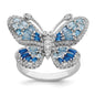 Exclusive Rhodium-Plated Sterling Silver Butterfly Ring | Stylish CZ Accents-1