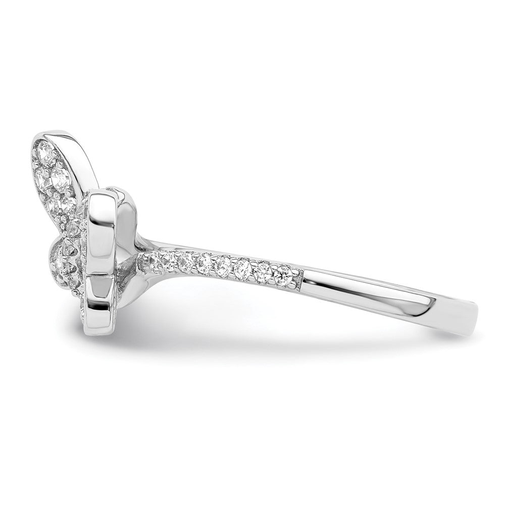 Shop Stylish Rhodium-Plated Sterling Silver CZ Butterfly Ring - Affordable Luxury