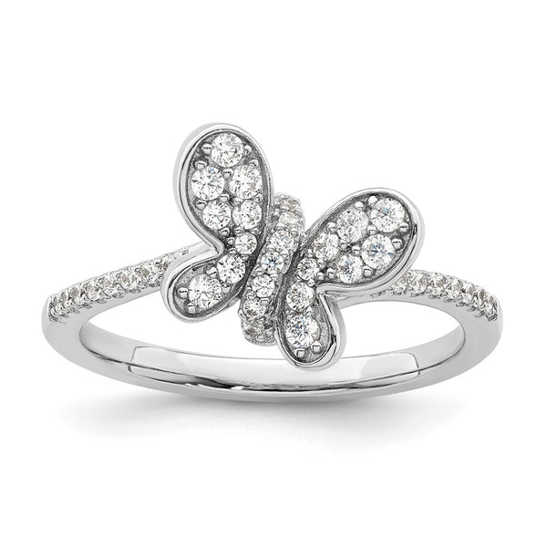 Rhodium-Plated Sterling Silver CZ Butterfly Ring - Style GR1-1018186
