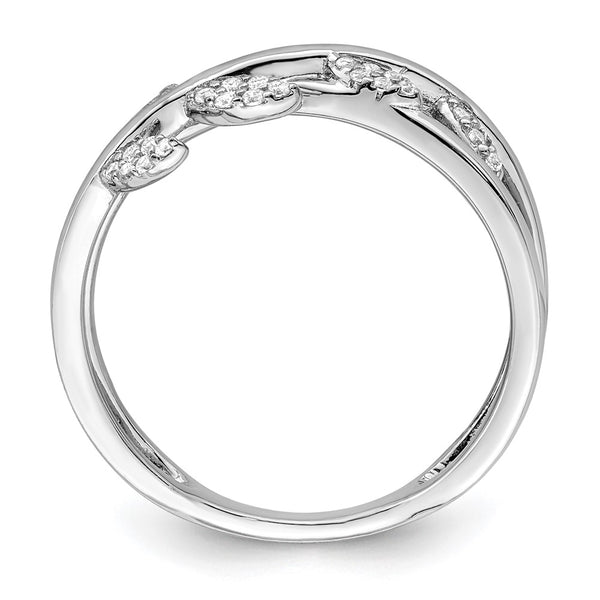 Rhodium-Plated Sterling Silver CZ Leaf Ring