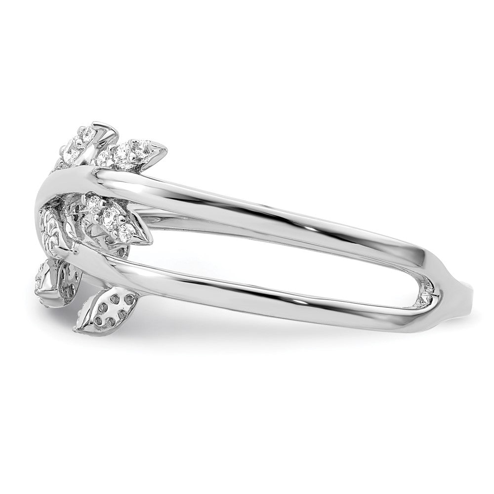 Buy Stylish Rhodium-Plated Sterling Silver CZ Leaf Design Ring, 14K Gold Finish