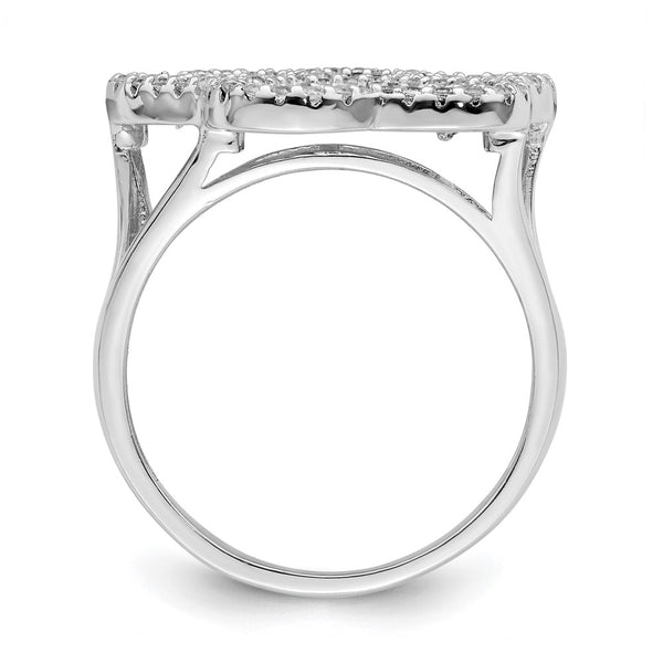 Polished CZ Paw Print Ring - Rhodium-Plated Sterling Silver