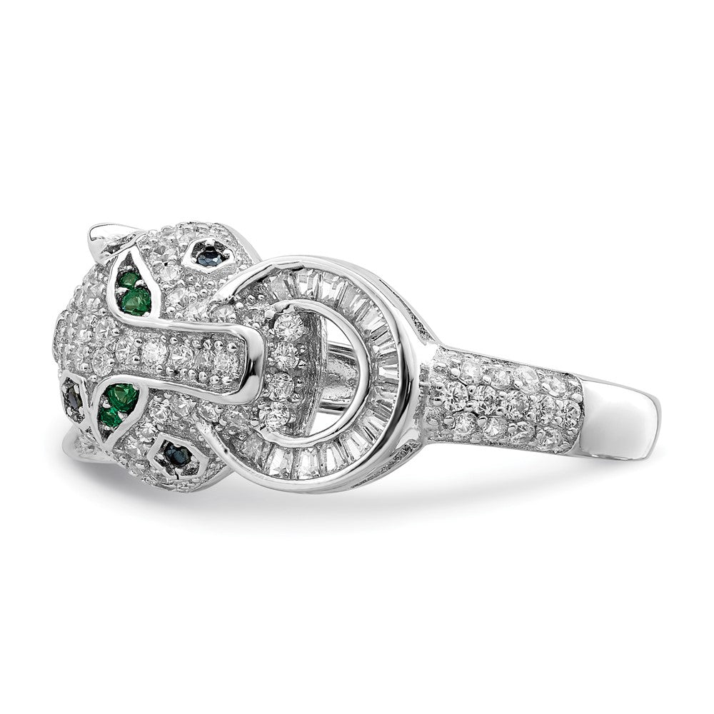 Buy Stylish Polished CZ Cheetah Ring - Rhodium-Plated Sterling Silver, Affordable!