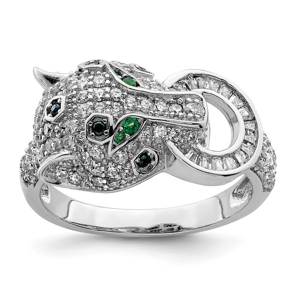 Buy Stylish Polished CZ Cheetah Ring - Rhodium-Plated Sterling Silver, Affordable!