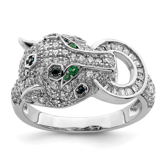 Buy Stylish Polished CZ Cheetah Ring - Rhodium-Plated Sterling Silver, Affordable!
