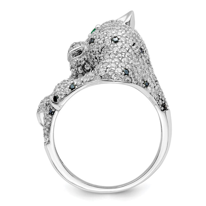 Shop High-Quality Polished CZ Cheetah Ring in Rhodium-Plated Sterling Silver-2