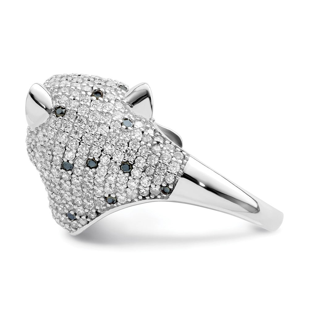 Shop High-Quality Polished CZ Cheetah Ring in Rhodium-Plated Sterling Silver