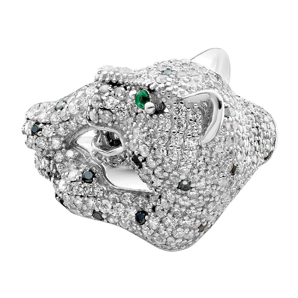 Shop High-Quality Polished CZ Cheetah Ring in Rhodium-Plated Sterling Silver