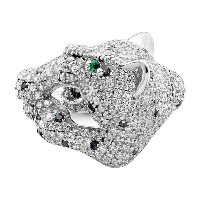 Shop High-Quality Polished CZ Cheetah Ring in Rhodium-Plated Sterling Silver-5