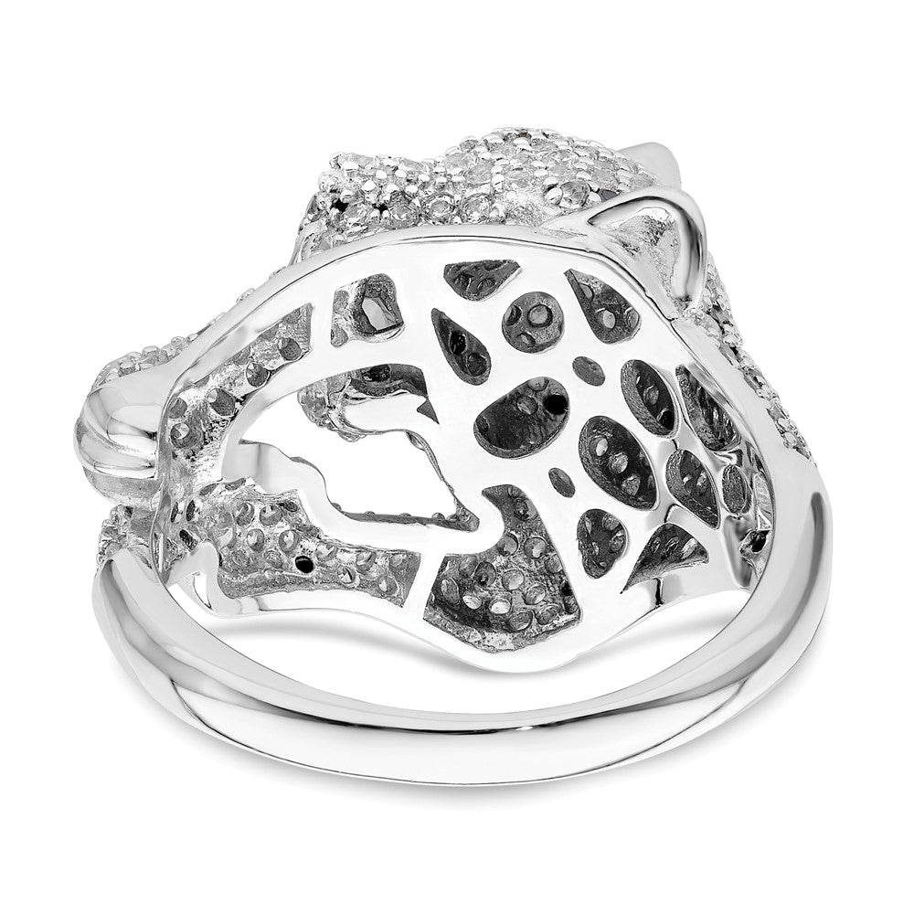 Shop High-Quality Polished CZ Cheetah Ring in Rhodium-Plated Sterling Silver