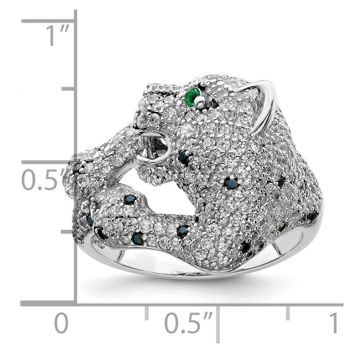 Shop High-Quality Polished CZ Cheetah Ring in Rhodium-Plated Sterling Silver-3