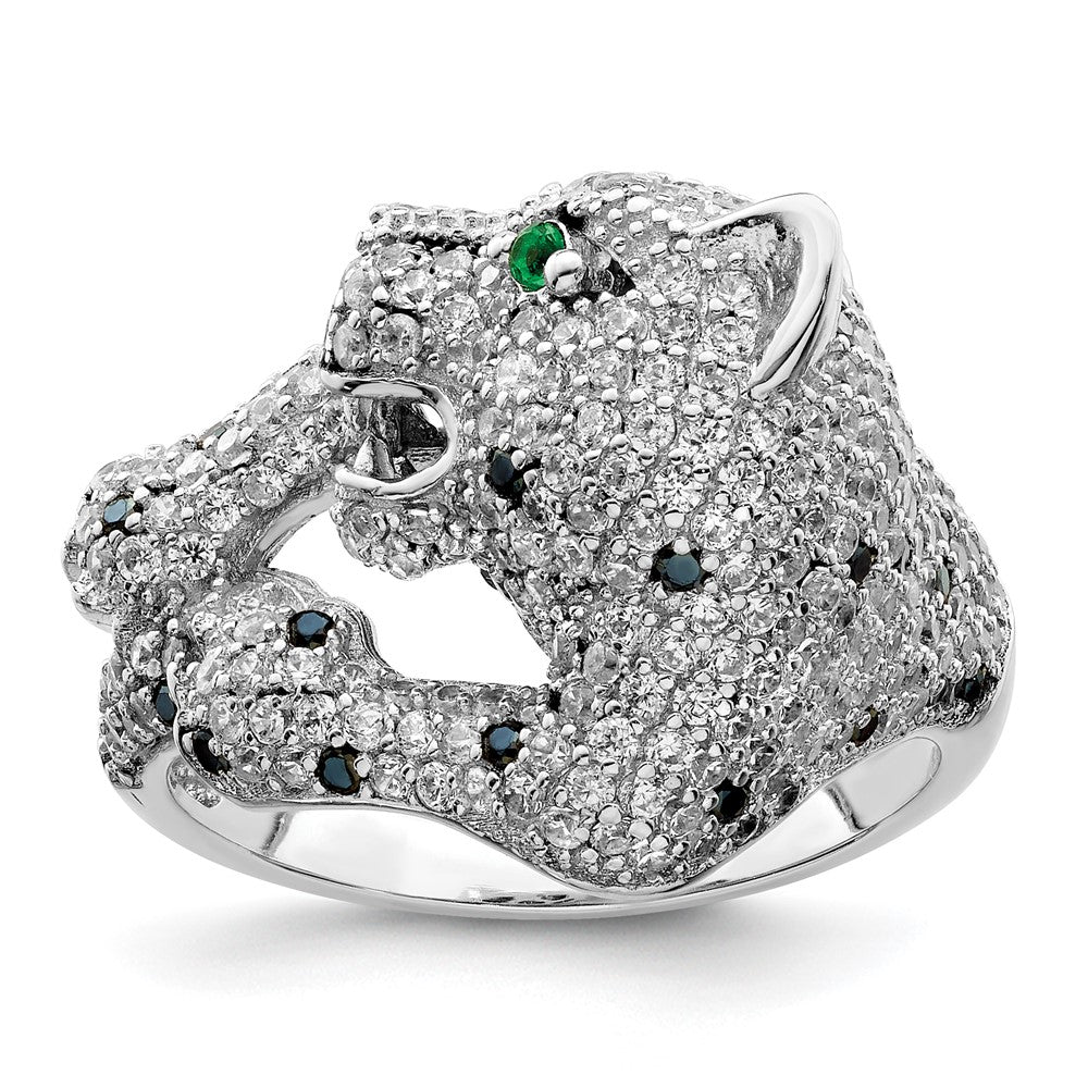 Shop High-Quality Polished CZ Cheetah Ring in Rhodium-Plated Sterling Silver