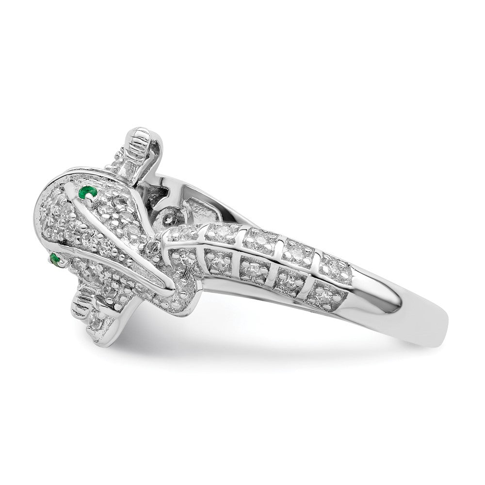 Shop Stylish Polished CZ Alligator Ring in Rhodium-Plated Sterling Silver
