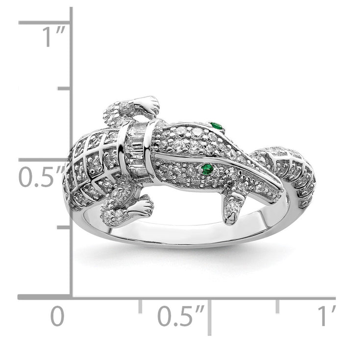 Exclusive Polished CZ Alligator Ring in Rhodium-Plated Sterling Silver-3