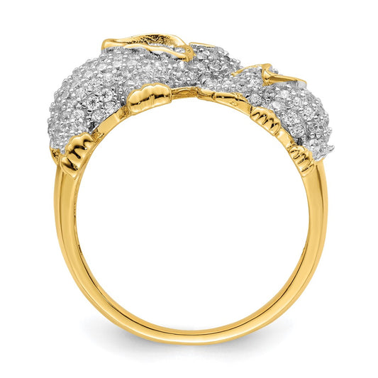 Exclusive Rhodium-Plated Sterling Silver Elephant Ring for Mom & Baby - Stylish CZ Design