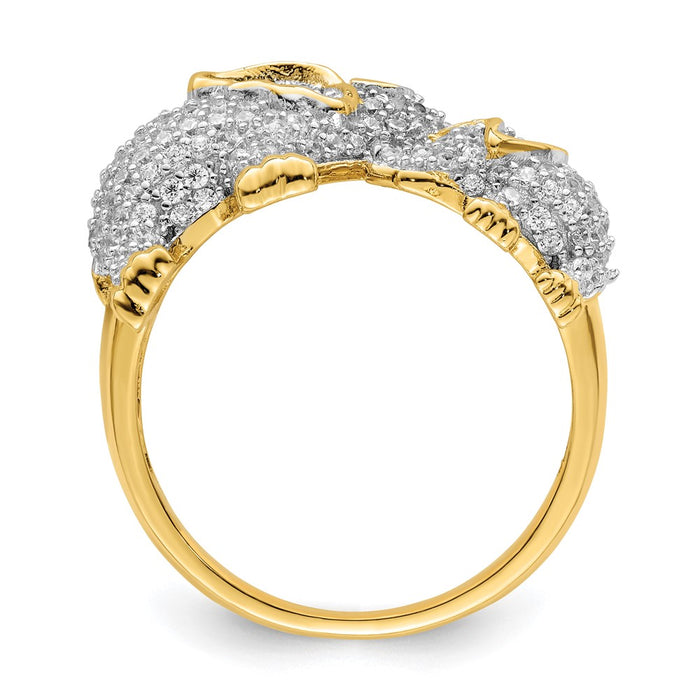 Exclusive Rhodium-Plated Sterling Silver Elephant Ring for Mom & Baby - Stylish CZ Design-2