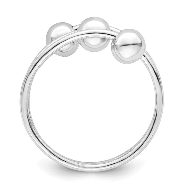 Polished 3-Ball Ring in Rhodium-Plated Sterling Silver