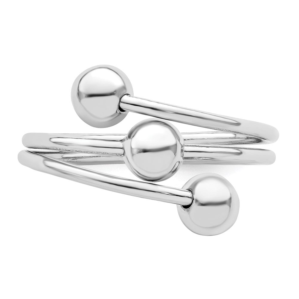 High-Quality Polished 3-Ball Ring in Rhodium-Plated Sterling Silver