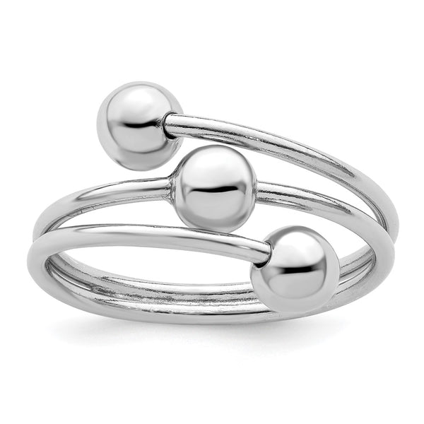 Polished 3-Ball Ring in Rhodium-Plated Sterling Silver