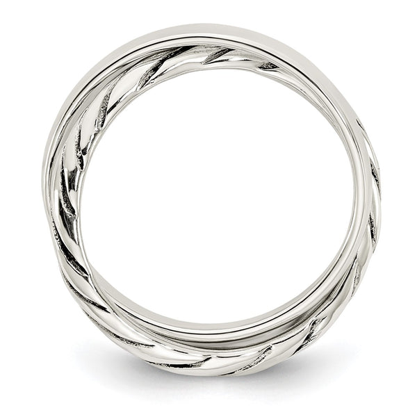 Polished Twisted Intertwined Sterling Silver Rings