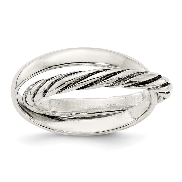 Polished Twisted Intertwined Sterling Silver Rings