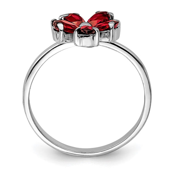 Rhodium-Plated Sterling Silver Garnet Ring - Style GR1-1018253