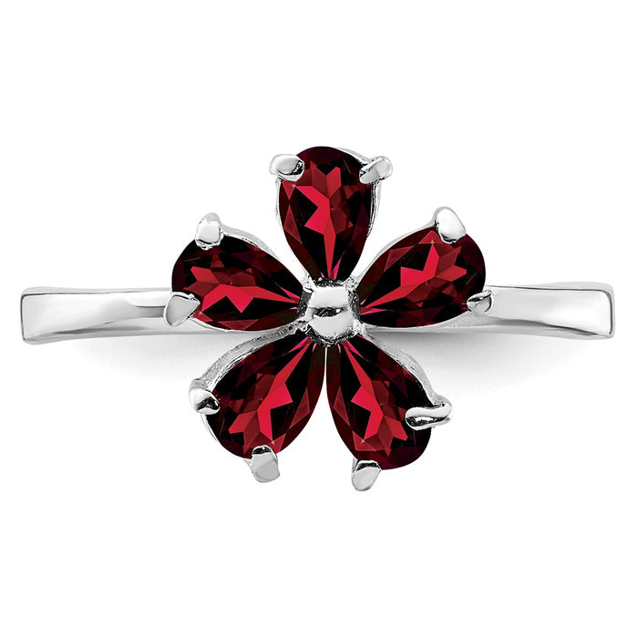 Shop Exclusive Rhodium-Plated Sterling Silver Garnet Ring - Stylish & Affordable-4