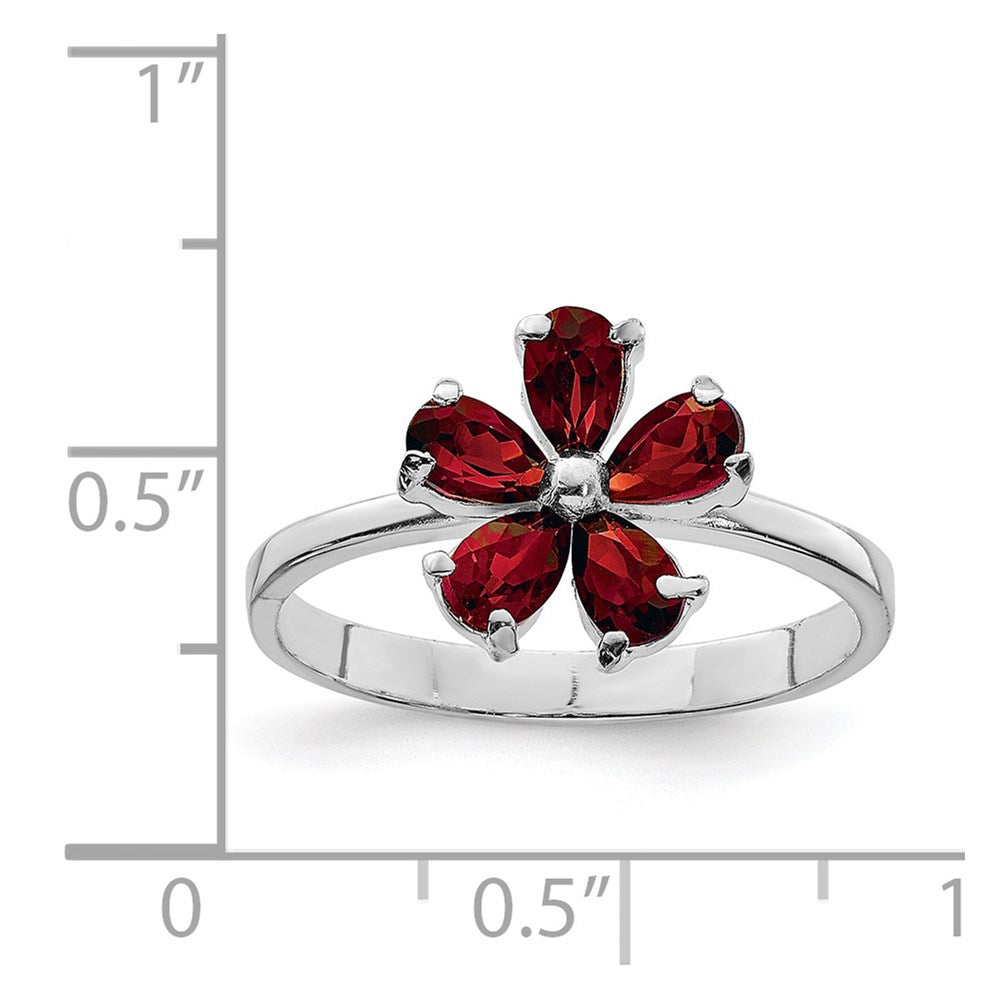Buy Stylish Rhodium-Plated Sterling Silver Garnet Ring - Affordable Luxury Design