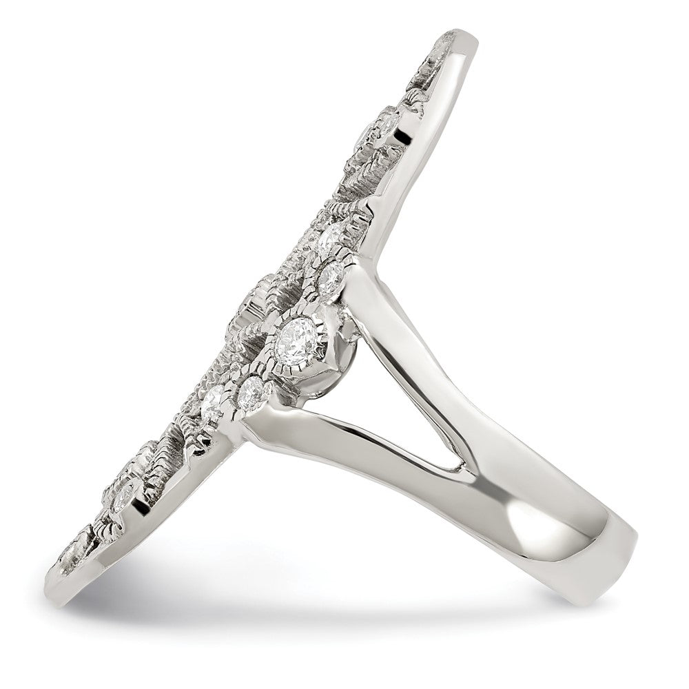 Shop Exclusive 14K Gold Polished Sterling Silver Fancy CZ Ring - Stylish Value