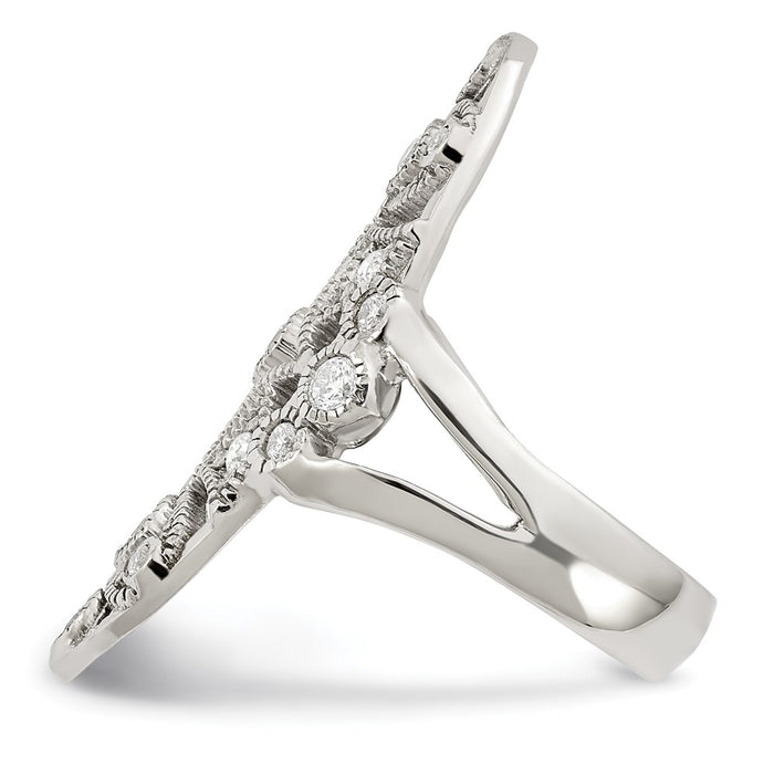 Shop Exclusive 14K Gold Polished Sterling Silver Fancy CZ Ring - Stylish Value-4