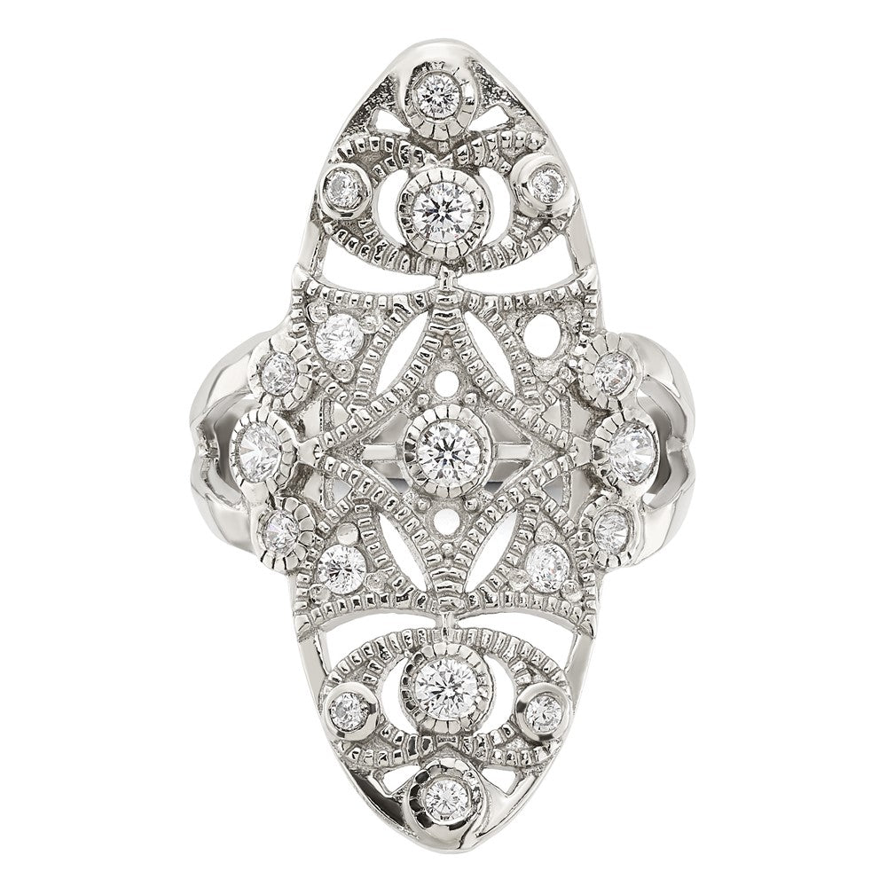 Shop Exclusive 14K Gold Polished Sterling Silver Fancy CZ Ring - Stylish Value