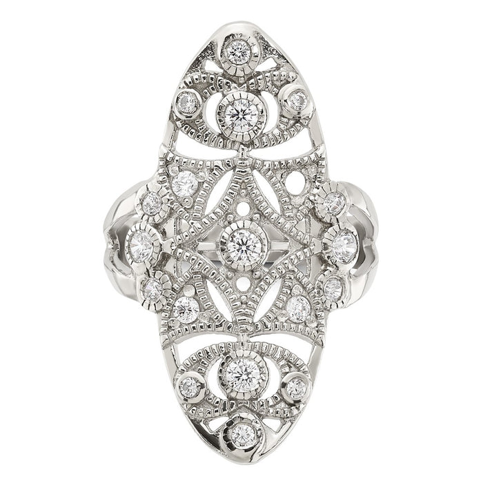 Shop Exclusive 14K Gold Polished Sterling Silver Fancy CZ Ring - Stylish Value-5
