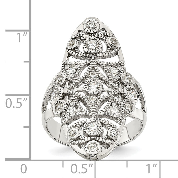 Shop Exclusive 14K Gold Polished Sterling Silver Fancy CZ Ring - Stylish Value-3