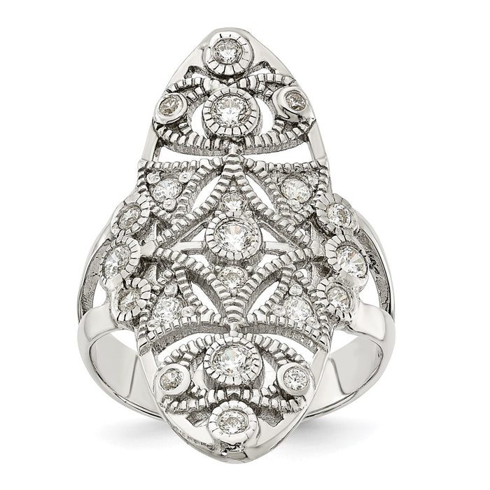Shop Exclusive 14K Gold Polished Sterling Silver Fancy CZ Ring - Stylish Value-1