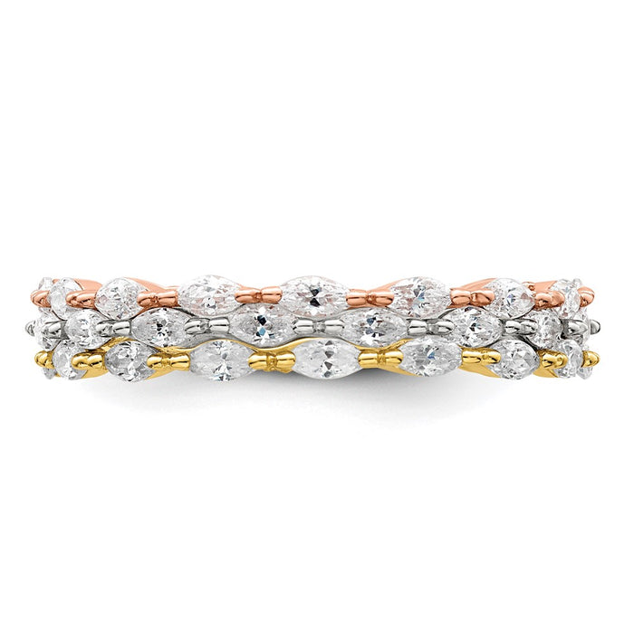 High-Quality Sterling Silver Marquise CZ Eternity Trio Ring Set - Stylish Value-4
