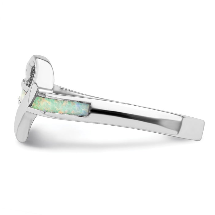 High-Quality Rhodium-Plated Sterling Silver Heart Ring with Opal Inlay - Stylish Value-3